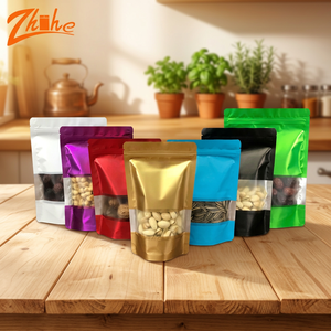 Aluminum <b>Foil</b> Stand up Pouch with Clear <b>Window</b> Resealable Customizable Gift Packaging for Chips Snacks Pet Food & Candy in Stock - Product Image 2