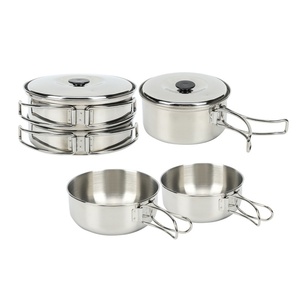 Manufacturer Wholesale Stainless Steel Non-Stick Portable Outdoor <b>Cookware</b> Camping Utensils 2-3 Person Three-piece <b>Set</b> Frying - Product Image 1