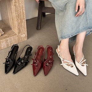 Chaussures à talons tendance printemps 2024, talons hauts pour femmes, sandales simples à bout pointu pour femmes - Product Image 1