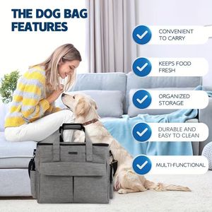 Sac de transport pour animaux de compagnie approuvé par les compagnies aériennes, sac de transport pour chien imperméable avec bols pliables, contenants pour nourriture pour les promenades - Product Image 4