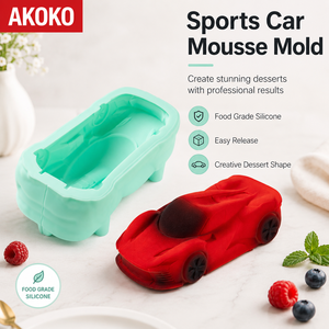 Moule en silicone AKOKO 3D pour voiture de sport, qualité alimentaire, antiadhésif, pour chocolat, crème glacée, <span class=keywords><strong>d</strong></span>écoration de gâteaux <span class=keywords><strong>d</strong></span>'<span class=keywords><strong>anniversaire</strong></span>, DIY - Product Image 1