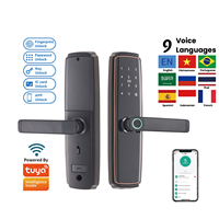 Produit le plus vendu - Serrure de porte intelligente en bois ultra-fine, étanche, avec écran tactile, mot de passe, TuYa Wifi, carte RFID et clé