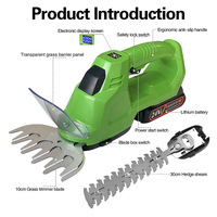 Taille-haie sans fil 2-en-1, mini cisaille à gazon, coupe-arbustes électrique, batterie lithium rechargeable pour l'entretien des jardins et des pelouses