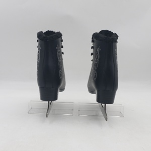 Patins à <span class=keywords><strong>glace</strong></span> en cuir confortable <span class=keywords><strong>noir</strong></span> pour femmes et filles avec lame en acier au carbone haute ténacité et nœud papillon - Product Image 2