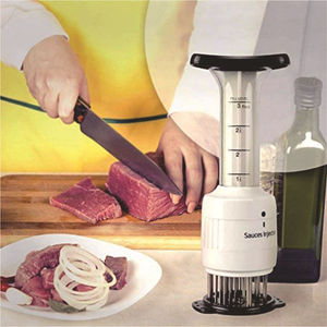 Jeringa de plástico para carne de barbacoa con 3 agujas para aderezar carne de cerdo y salsas, herramienta de cocina ecológica - Product Image 4