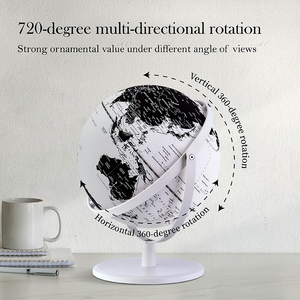 क्रोम मेटल बेस के साथ ग्लोब्स ब्लैक एंड व्हाइट वर्ल्ड वर्ल्ड ने होम ऑफिस के लिए पृथ्वी के ग्लोब्स को रोशन किया - Product Image 6