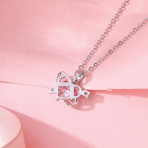 Mode Couple Collier Bijoux De Luxe Plaqué Or Coeur Pendentif Collier Rose <span class=keywords><strong>CZ</strong></span> Diamant Coeur Collier pour Femmes Cadeau - Product Image 5