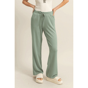 <span class=keywords><strong>Pantalon</strong></span> coupe droite taille haute avec cordon de serrage pour femmes - Product Image 3