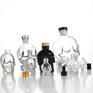 Custom Skull Shape Design Super Flint 750ml 700ml 500ml Frosted Sprayed Gin Whisky Brandy Alcohol Whisky Glass Vodka Bottle