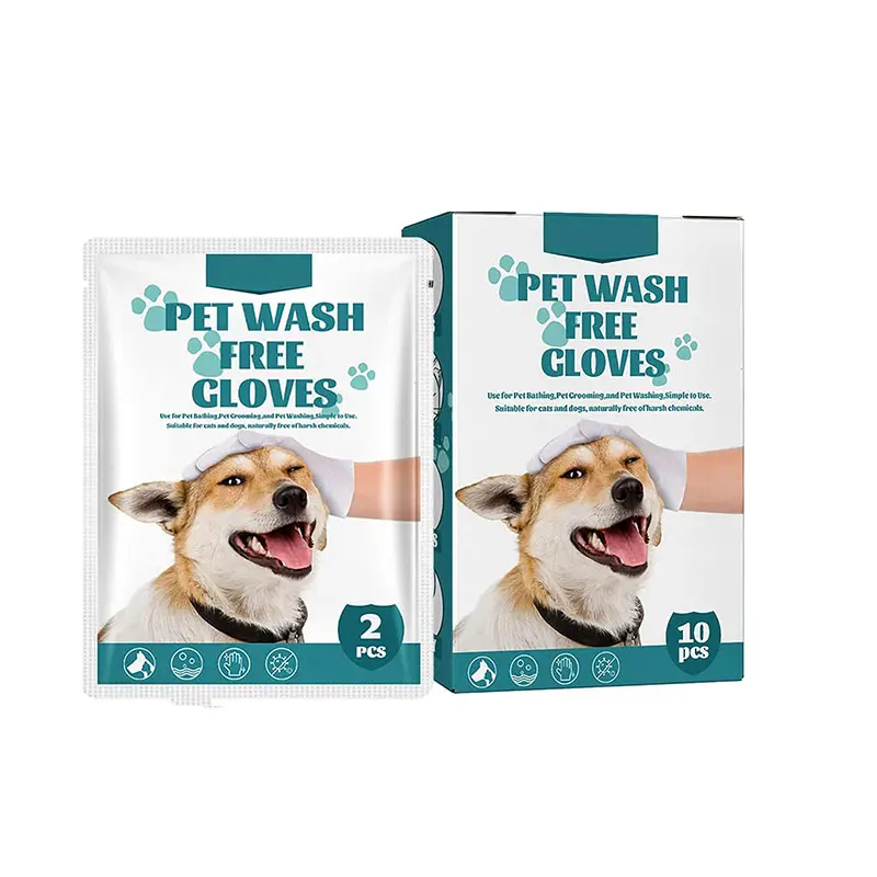 10pcs/box High quality newest pet products 2023 innovative disposable non woven dry pet skincare grooming and cleaning gloves