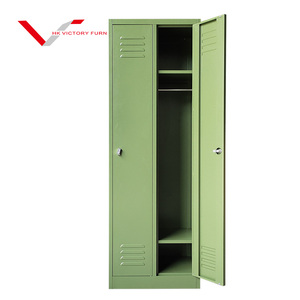 Armario de 2 puertas de acero estrecho y alto de alta calidad, armario de almacenamiento de trabajador de oficina de Metal verde <span class=keywords><strong>Vintage</strong></span> - Product Image 3