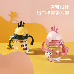 Tasse d'apprentissage pour bébé avec motif couronne et dessin animé, sans BPA, à large ouverture, pour enfants de 1 à 2 ans - Product Image 4