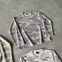 T-shirt camouflage personnalisé, style rétro américain, manches longues, impression DTG, t-shirt décontracté camouflage pour hommes