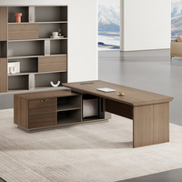 Ensemble de bureau et chaise de direction moderne et minimaliste en PVC avec armoire latérale et système de câblage dissimulé, grand bureau de direction pour usage professionnel