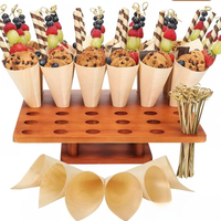 Ensemble de présentoirs coniques en bois personnalisés pour apéritifs, plateau de service pour buffet, support pour frites et desserts
