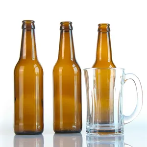 Factory Wholesale Clear 330ml Empty Soda Lime Glass Beer Brewing Bottle with Crown Cap