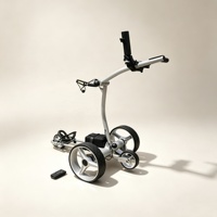 Chariot de golf électrique et télécommandé, prend en charge une portée de 120 yards.