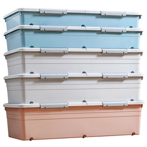 Younai Plastic Storage Box Organizer Bed Bottom Cover With Wheels For Clothes&Quilt Under Bed Storage Box With Lid