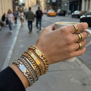 Waterproof Anti Tarnished 316L Stainless Steel Fashion <b>Men's</b> Bracelet & <b>Bangle</b> Engravable Blanks Cuban Link Bracelet For <b>Men</b> - Product Image 4