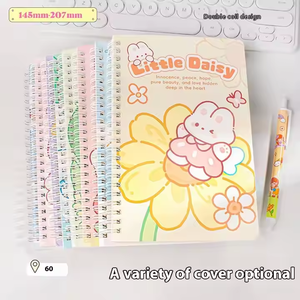 Cuaderno en espiral con tarjeta mágica A5 personalizable, libro de bobina suave de línea Horizontal bonita, cuaderno grueso de dibujos animados de tamaño de estudiante de cuero - Product Image 6