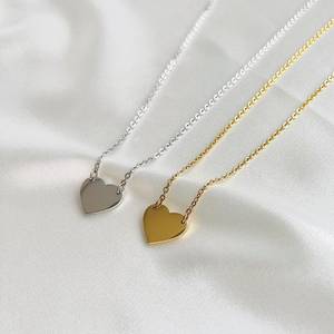 Fábrica al por mayor de acero inoxidable plata oro amor corazón Collar personalizado grabado Logo nombre corazón encanto collar - Product Image 1