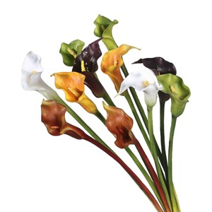 Flores Artificiales de Lirio Calla Meng Jie, Flores de Plástico en Jarrón, Decoración para Bodas y Hogar, Naranja, Borgoña, Morado, Verde - Product Image 5