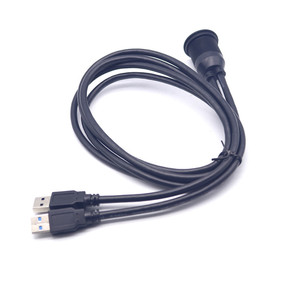 Doppio cavo di prolunga da maschio a femmina USB 3.0 con pannello di montaggio a filo per cavi per motociclette per barche per camion per auto - Product Image 5