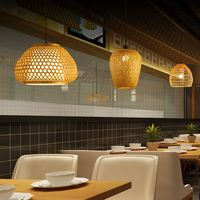 Lampe suspendue tressée style zen, lanterne chinoise, abat-jour en rotin, luminaire pour maison de thé, restaurant, gîte