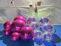 Ballon sphérique flottant géant irisé brillant, disque gonflable miroir, couleur personnalisable, réutilisable, en PVC+LASER
