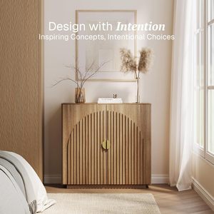 Gabinete de entrada decorativo de <span class=keywords><strong>buffet</strong></span> de acento moderno con puertas acanaladas arqueadas - Product Image 3