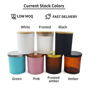 Vasos de cristal para velas, jarras de vela esmeriladas con tapa, color negro mate - Product Image 2