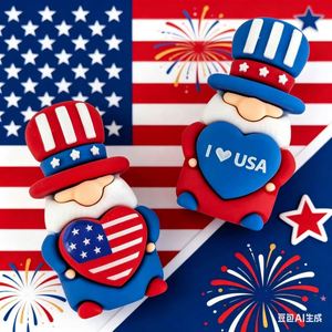 Nuevos Gnomos de PVC en 3D con Dibujos Animados del Día de la Independencia, con Bandera Americana, Decoraciones Festivas, Adornos para Fiestas - Product Image 4