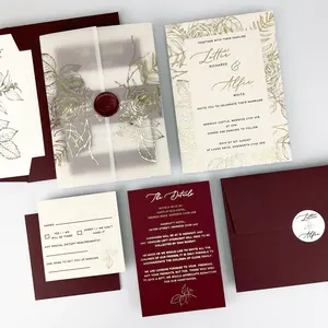 مجموعة بطاقات دعوة لحفلات الزفاف، بطاقات دعوة لحفلات الزفاف بلون الزمردي والأخضر والذهبي