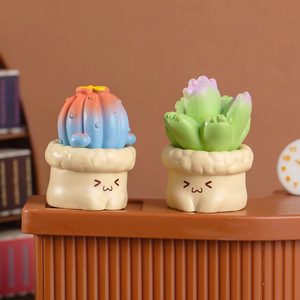 ミニチュア植物置物かわいいシミュレーション多肉植物サボテン鉢植えモスミニ樹脂工芸品ガーデンホーム盆栽装飾用 - Product Image 5