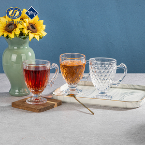 Ensemble tasse à thé et soucoupe en verre transparent gaufré, tasse à café de luxe transparente, coffret cadeau pour le thé de l'après-midi, emballage personnalisé avec logo, vaisselle - Product Image 2