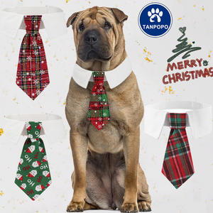 टैनपोपो क्रिसमस शीतकालीन स्नोफ्लेक कुत्ते धनुष टाई लाल प्लेड नेकट्टी समायोज्य कॉलर पालतू ग्रोमिंग बोटी टुक्सेडो कॉलर सजावट - Product Image 5