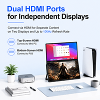 Moniteur portable double 18,5 pouces, écran IPS FHD 1080P, interface Type-C, écran tactile, double affichage à un seul câble, prend en charge différentes résolutions
