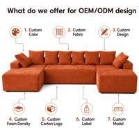 Canapé modulaire sectionnel OEM Cloud Couch, convertible en lit, de luxe, en forme de U, sans armature, compressé, pour appartement, décoration de salon, ODM