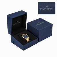 Coffret de montres Fivefine fait main de luxe en carton rouge, avec gaufrage et lamination brillante/mate pour cinq montres-bracelets