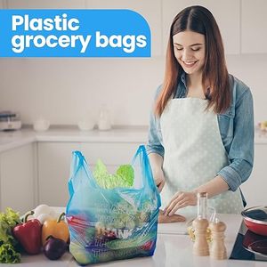Bolsas de Plástico Azules con Asas para Colgar en la Mano, Desechables, para Uso Comercial y Compras, con la Inscripción 'Thank You' - Product Image 5
