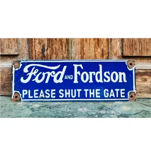 高品质定制搪瓷福特福特森请关闭大门金属标志广告批发从印度