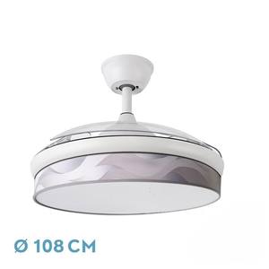 72W DC <b>fan</b>, white and grey, 3 blades, 7200lm, 3000K/4000K/6000K, <b>remote</b> <b>control</b>, memory, timer - ideal for - Product Image 1