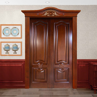 Porte double en bois antique de luxe sculptée en chêne pour porte principale Qualité garantie Portes principales en bois