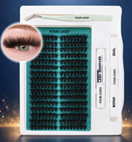 Extensions de cils en grappes avec logo personnalisé, vente en gros, marque privée, cils moelleux 80D, kit de cils en grappes DIY