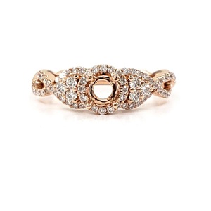 Bijoux fins sur mesure Logo laser personnalisé de qualité supérieure or rose 14 carats véritable diamant semi-monté bague de fiançailles de mariage pour les femmes - Product Image 1