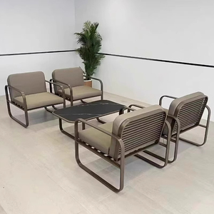 Stile nordico moderno metallo durevole divano esterno Set di mobili per giardini alberghi salotti parchi combinati sedie <span class=keywords><strong>da</strong></span> giardino - Product Image 4