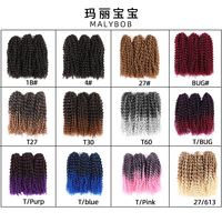 Cheveux synthétiques Marlybob en fibre basse température pour tresses, extensions de cheveux bouclés couleur unie ombrée pour femmes