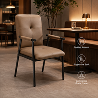 Chaise de salle à manger moderne en cuir avec dossier rembourré et assise profonde, mobilier de restaurant de qualité commerciale pour hôtel, café, bistrot