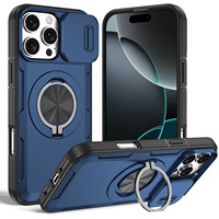 Étui de protection magnétique rotatif Warrior à fenêtre coulissante pour iPhone 17 Pro Max, iPhone 17, iPhone 16 Pro