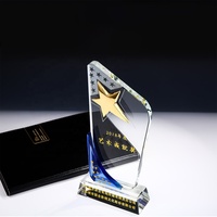 Trophée Étoile Métallique Personnalisable en Gros avec Plaque en Verre Optique, Décoration, Design, Logo Gravé au Laser, Cadeau d'Art Populaire Européen